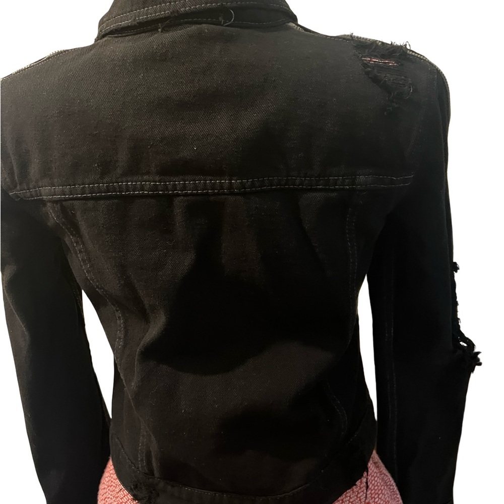 CARMAR Distressed Black Denim Moto Jacket - Picture 6 of 13